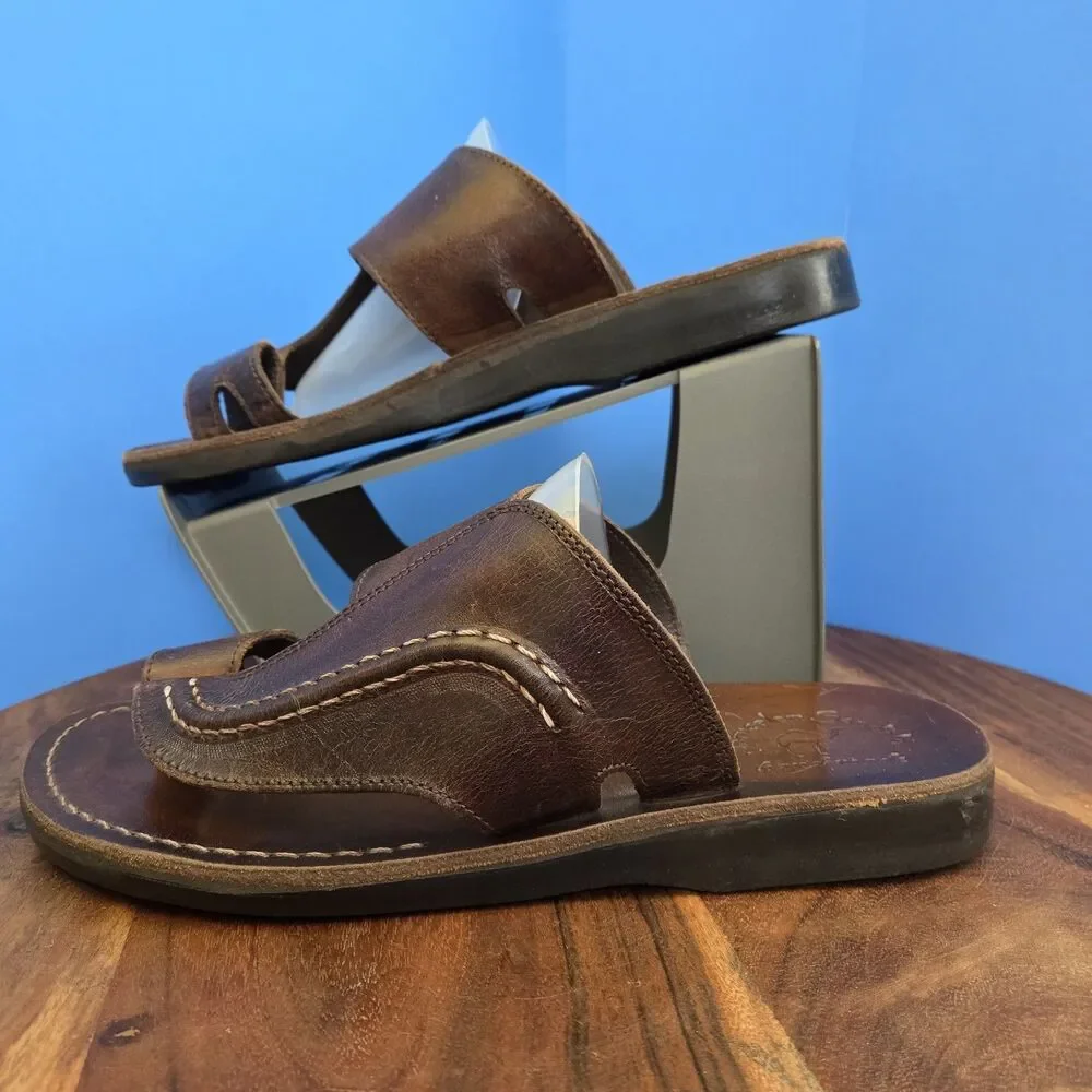 Jerusalem Sandals Peter Leather Toe Strap Sandal Men's 43 (10) Brown (HTF Size)